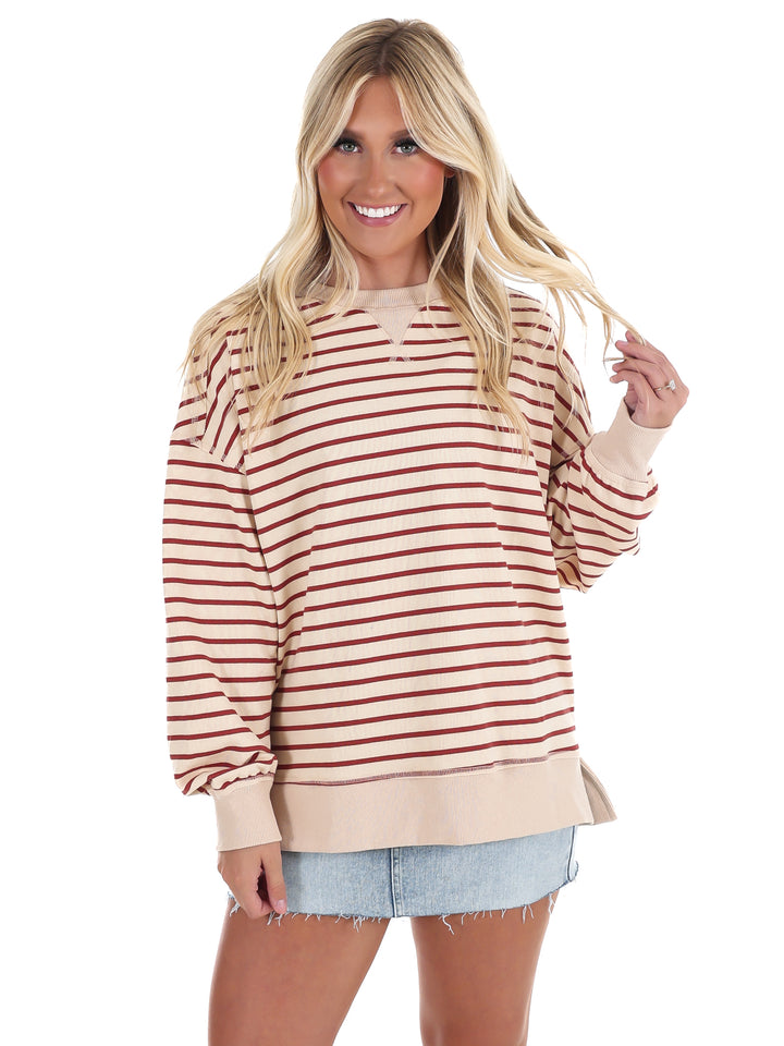 Comfy Casual Oversized Stripe Top