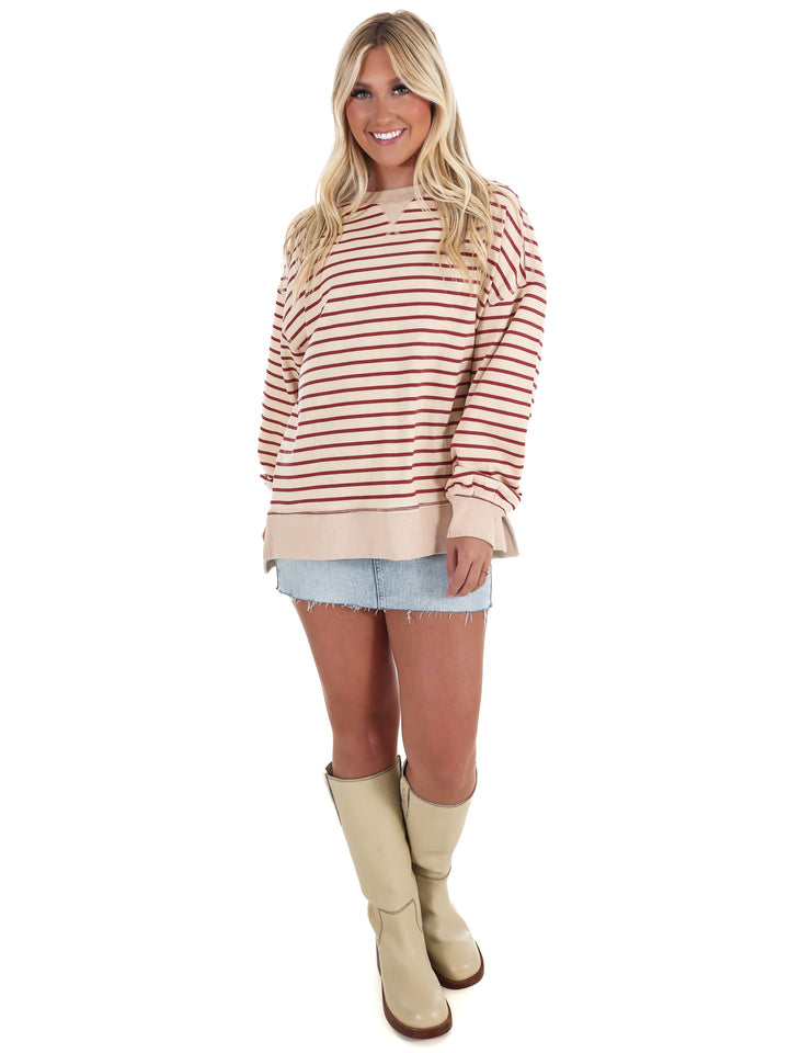 Comfy Casual Oversized Stripe Top