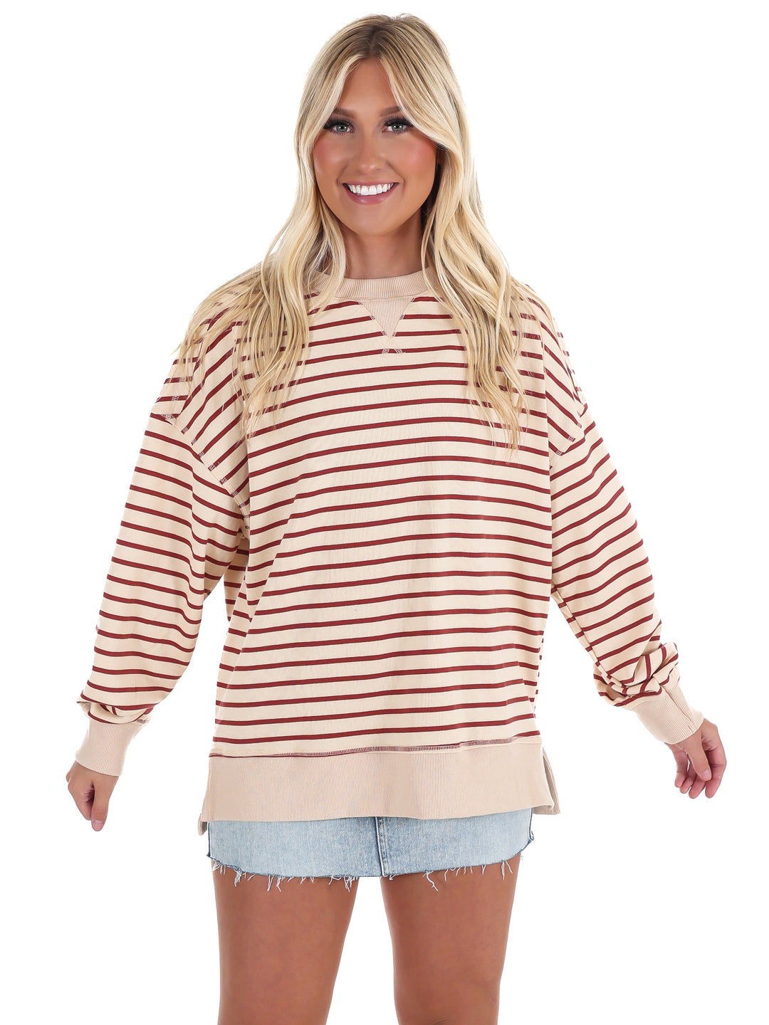 Comfy Casual Oversized Stripe Top
