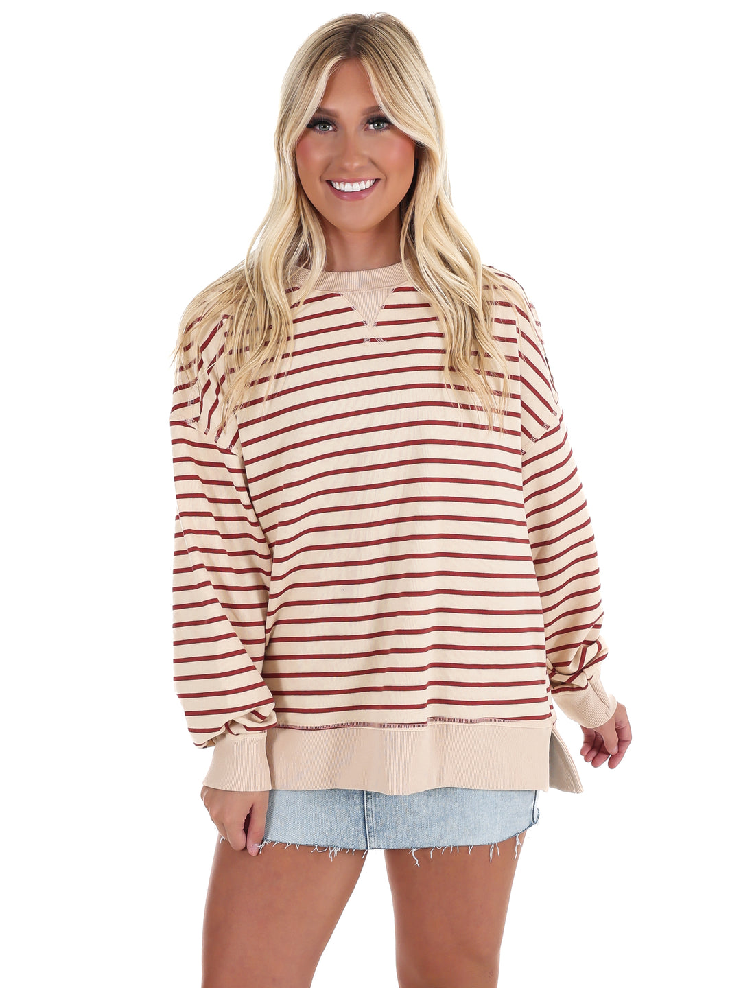 Comfy Casual Oversized Stripe Top