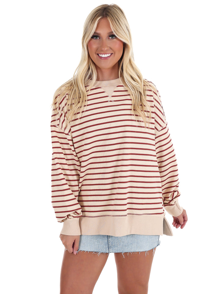 Comfy Casual Oversized Stripe Top