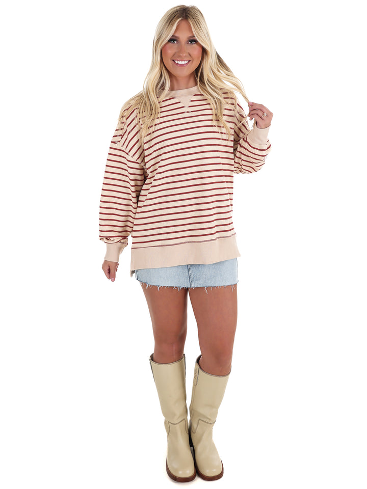 Comfy Casual Oversized Stripe Top
