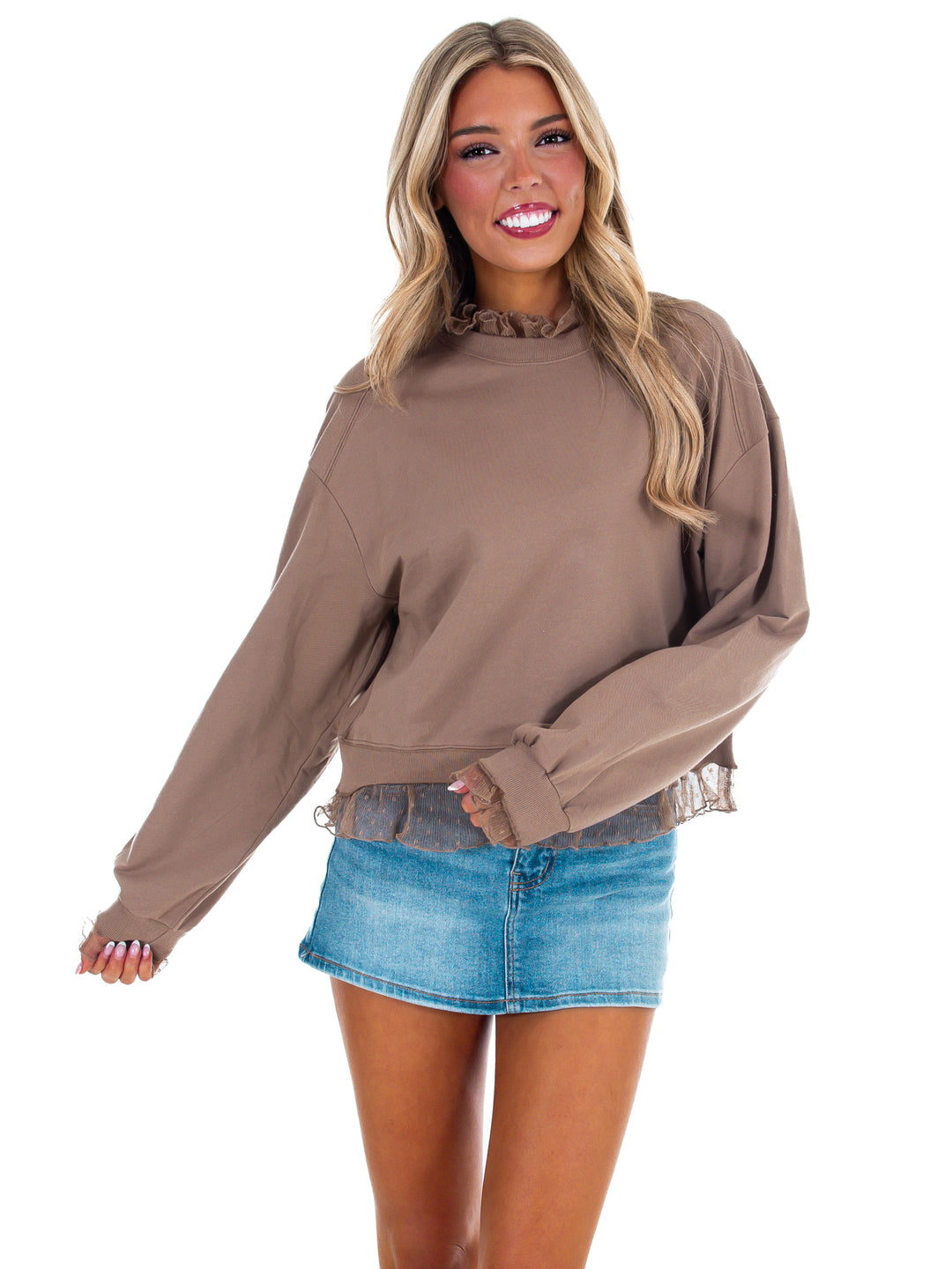 A Little Something Lace Layered Sweatshirt