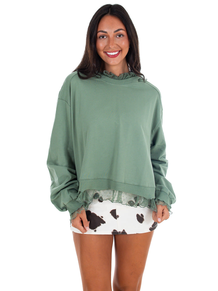 A Little Something Lace Layered Sweatshirt