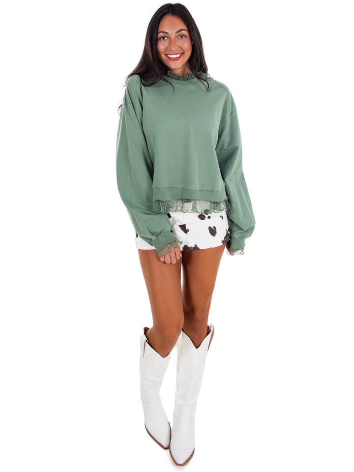 A Little Something Lace Layered Sweatshirt