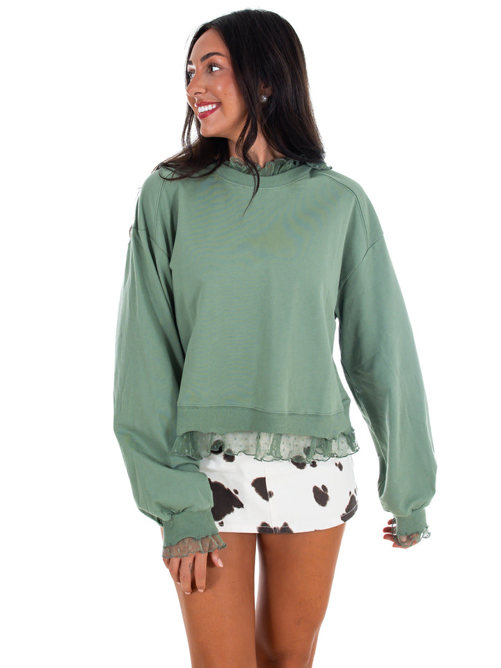A Little Something Lace Layered Sweatshirt