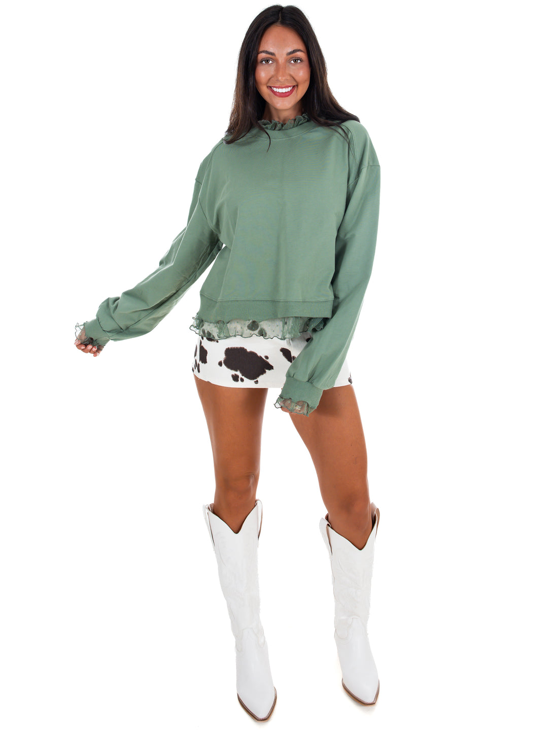 A Little Something Lace Layered Sweatshirt