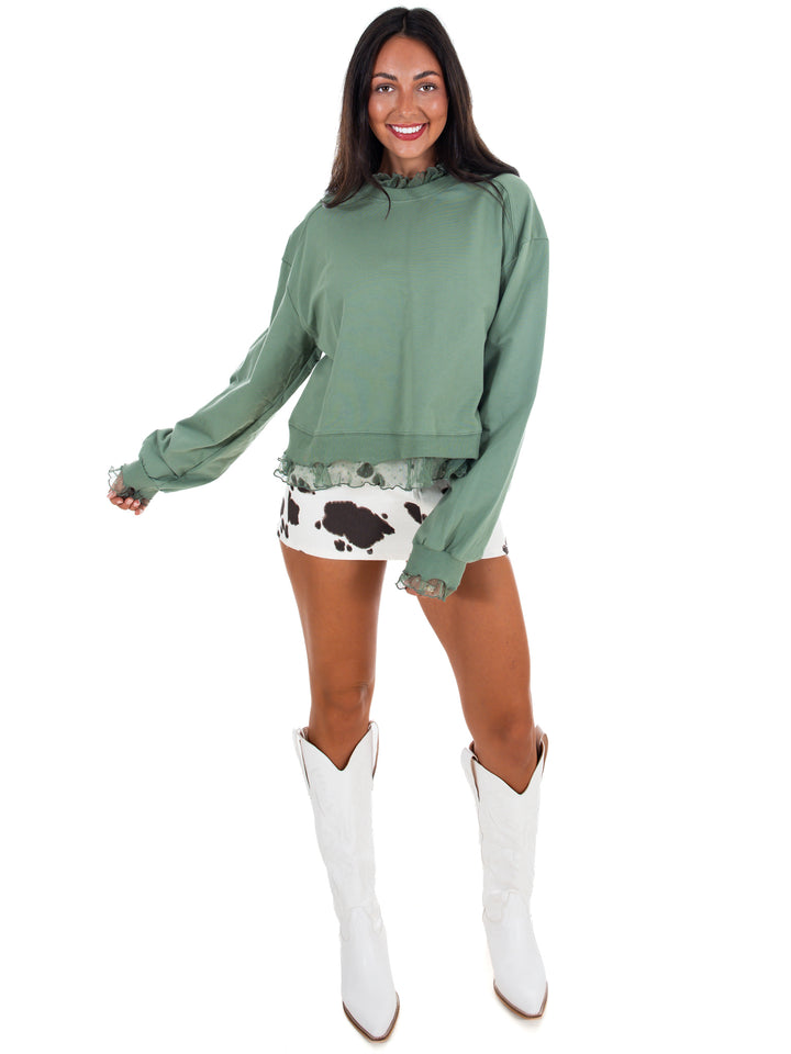 A Little Something Lace Layered Sweatshirt