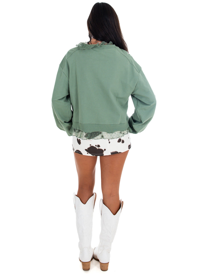 A Little Something Lace Layered Sweatshirt