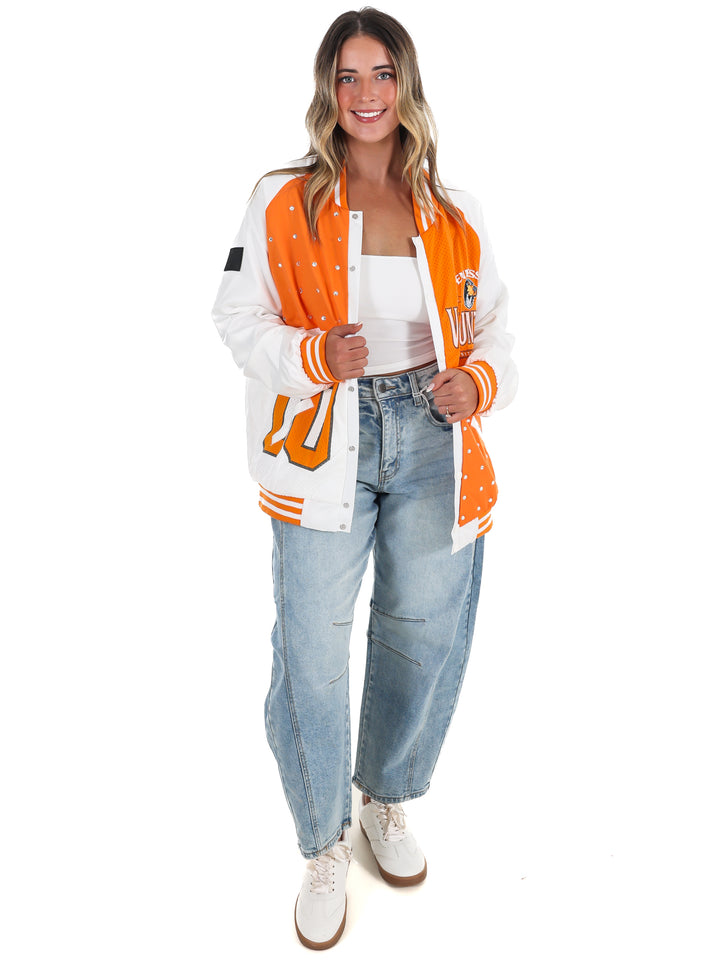 Tennessee Volunteers Mixed Media Throwback Varsity Bomber Jacket
