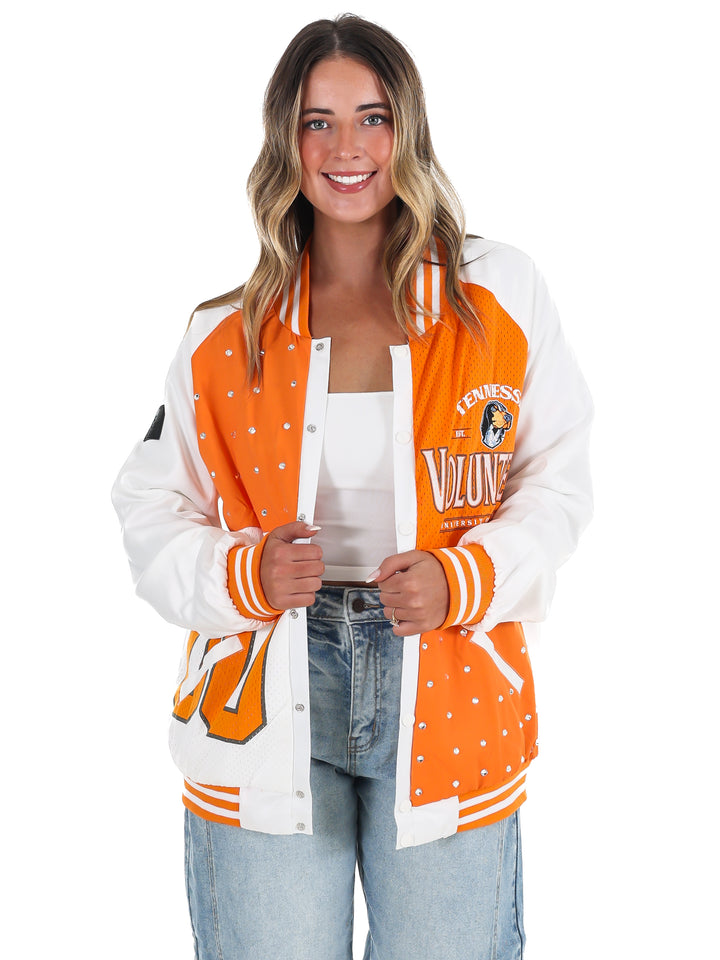 Tennessee Volunteers Mixed Media Throwback Varsity Bomber Jacket