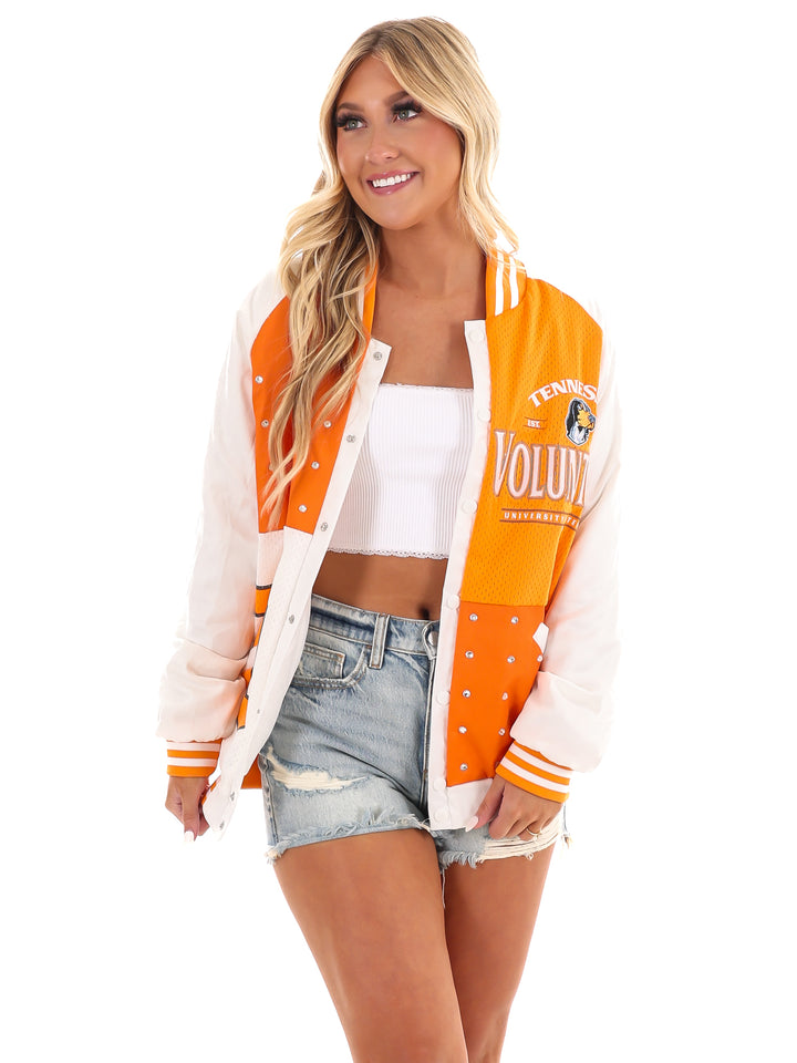 Tennessee Volunteers Mixed Media Throwback Varsity Bomber Jacket