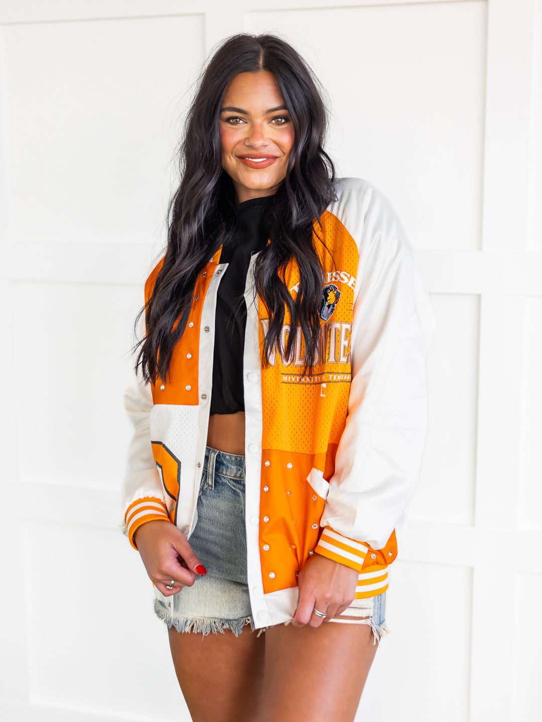 Tennessee Volunteers Mixed Media Throwback Varsity Bomber Jacket