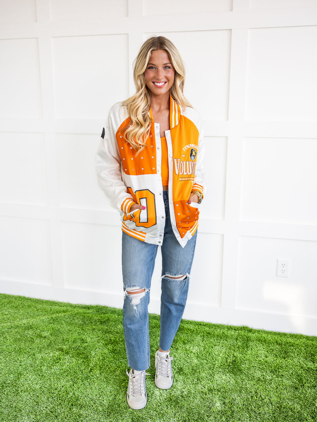 Tennessee Volunteers Mixed Media Throwback Varsity Bomber Jacket