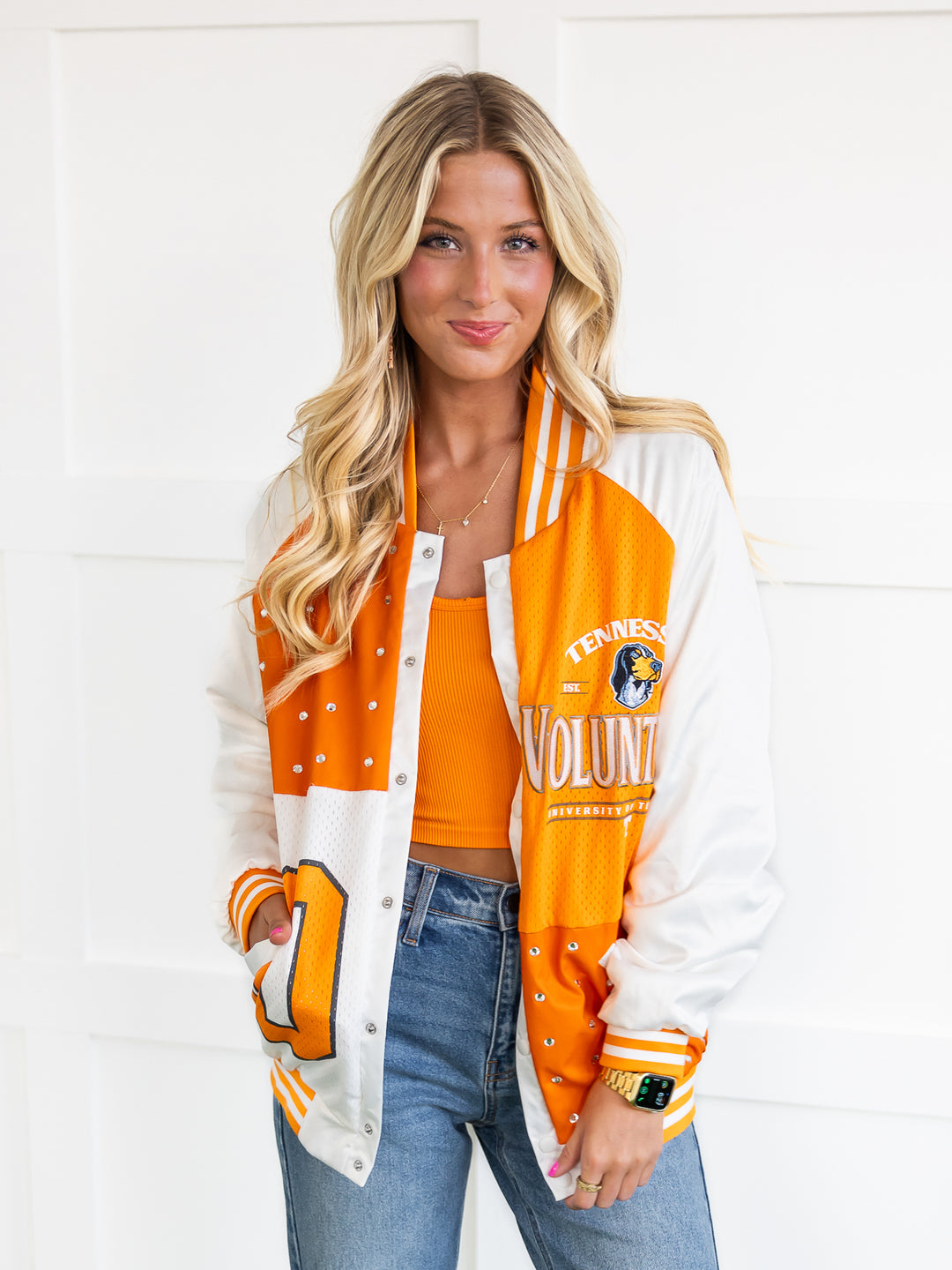 Tennessee Volunteers Mixed Media Throwback Varsity Bomber Jacket