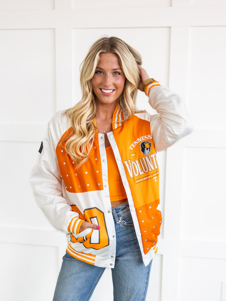 Tennessee Volunteers Mixed Media Throwback Varsity Bomber Jacket