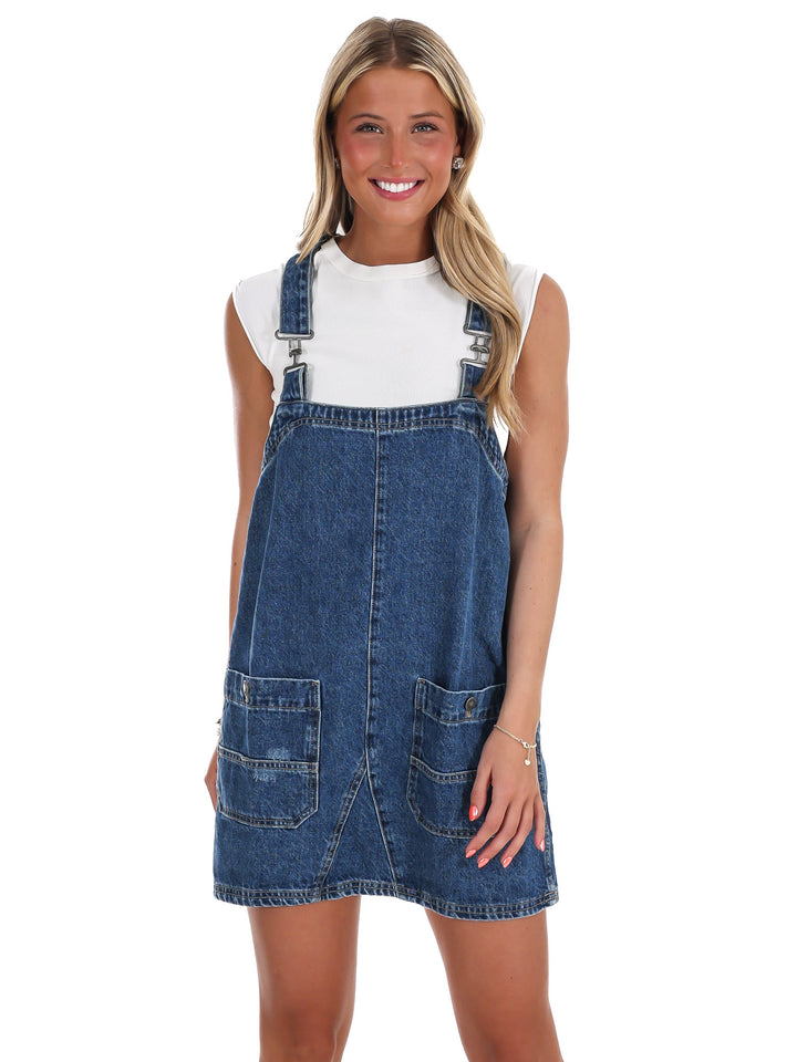 free people denim apron dress Free People Indigo Denim Apron Dress in Blue