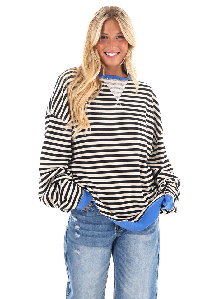 Free People Classic Striped Oversized Crewneck