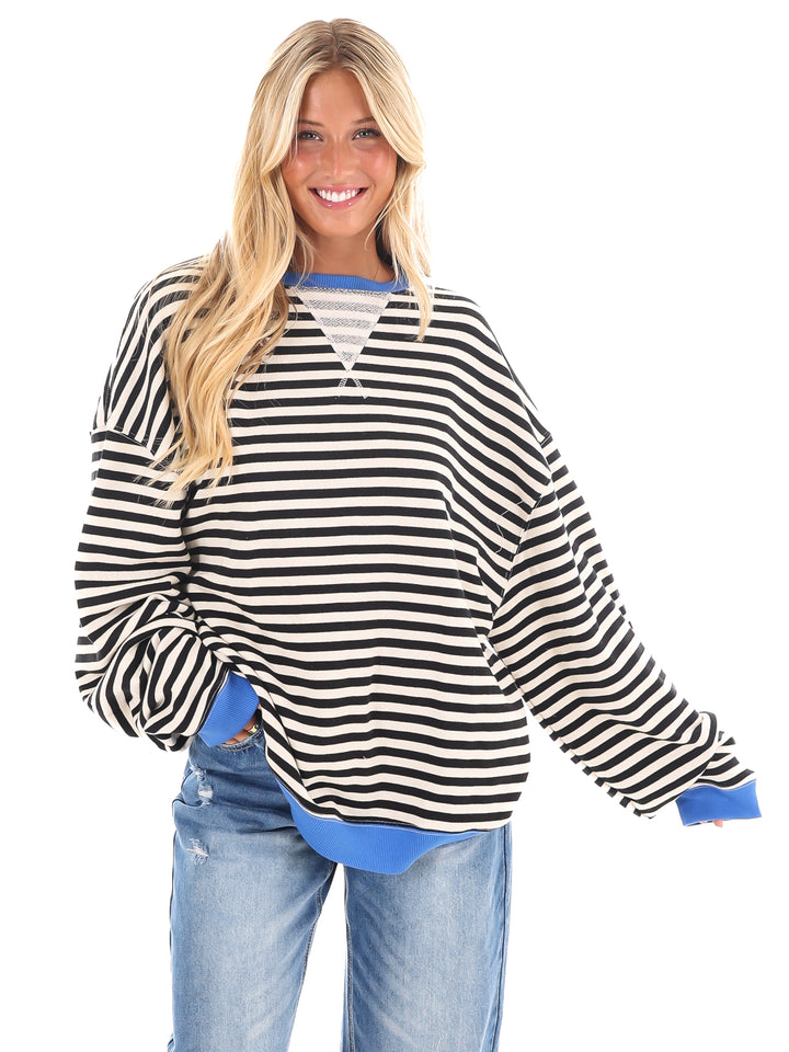 Free People Classic Striped Oversized Crewneck