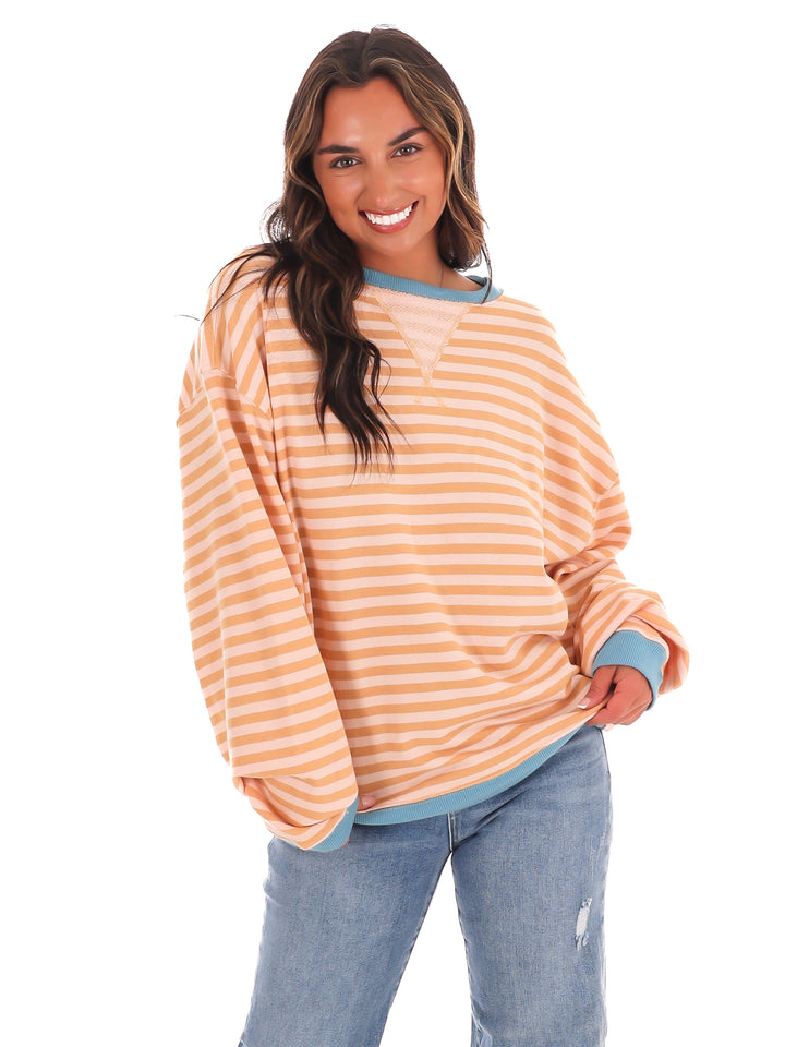 Free People Classic Striped Oversized Crewneck