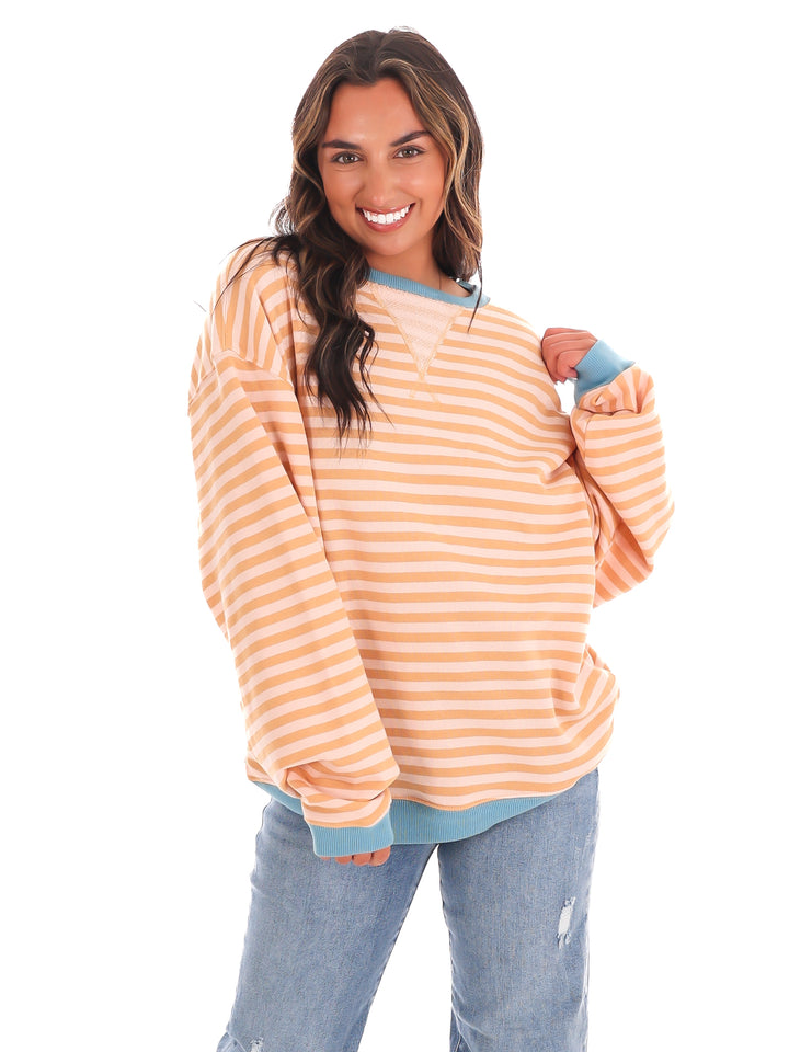 Free People Classic Striped Oversized Crewneck