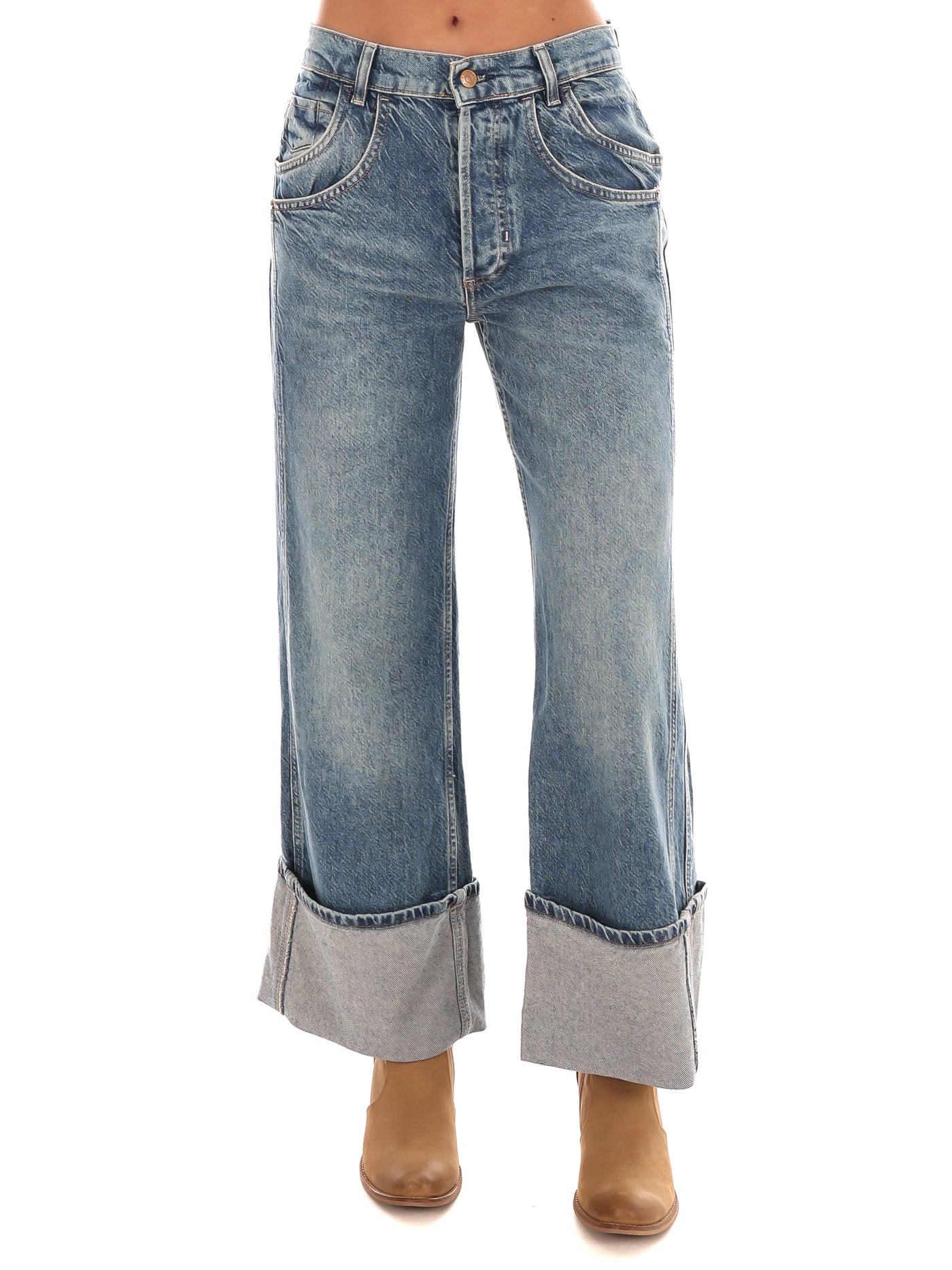 Free People Final Countdown Cuffed Mid Rise Jeans