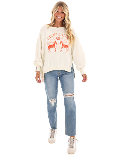 Free People Graphic Camden Coconut Combo Mountain Pullover