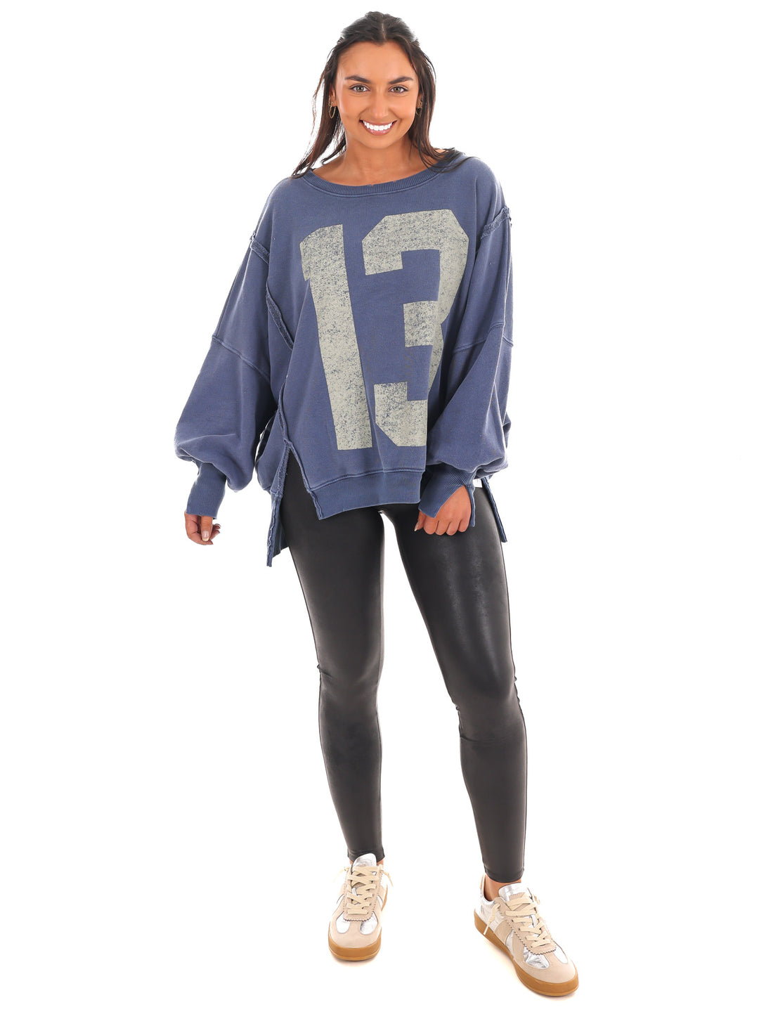 Free People Graphic Camden Navy Combo 13 Pullover