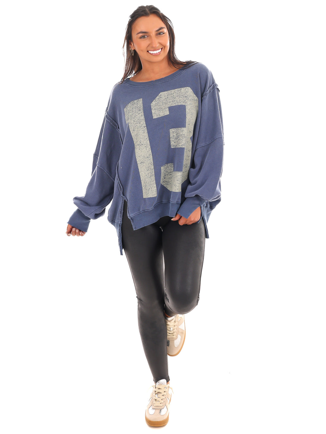 Free People Graphic Camden Navy Combo 13 Pullover