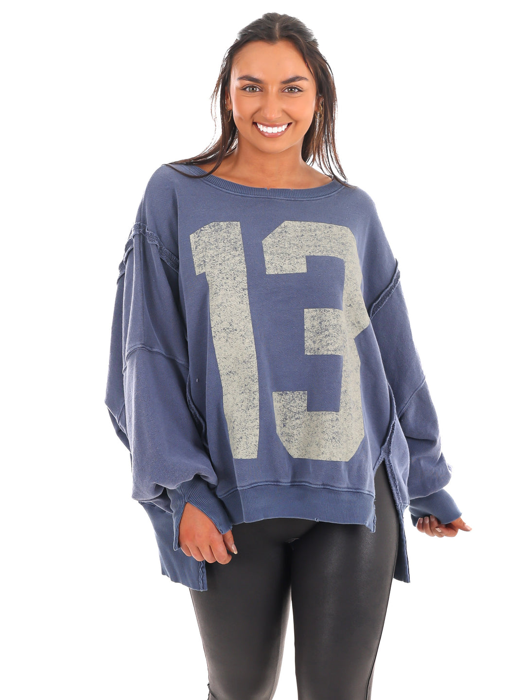 Free People Graphic Camden Navy Combo 13 Pullover