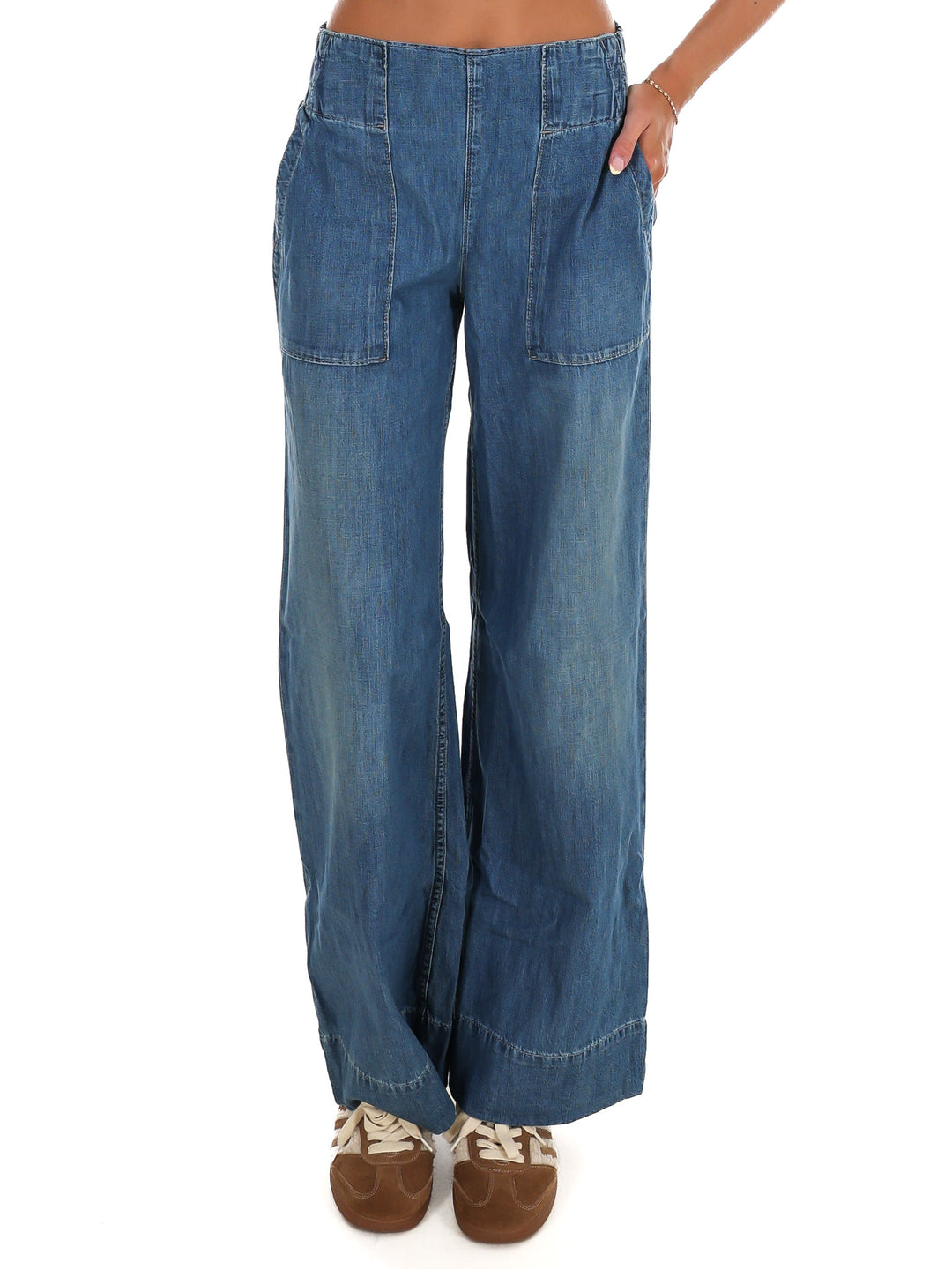 Free People Breezy Denim Pull On Pants
