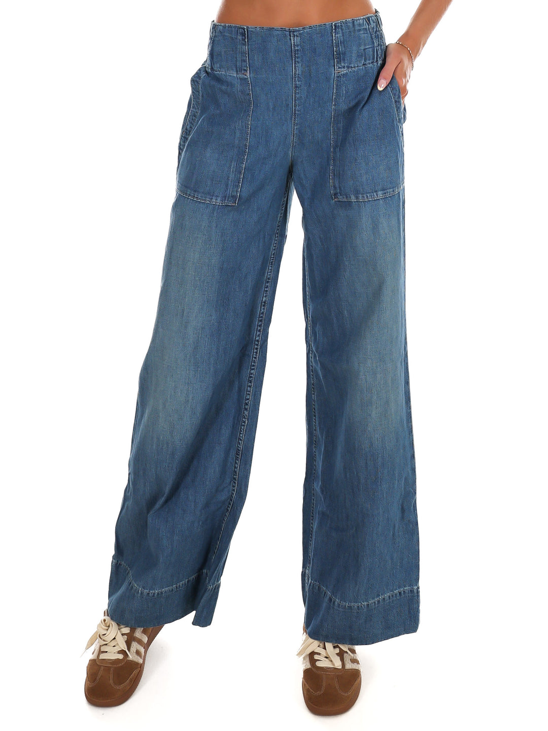 Free People Breezy Denim Pull On Pants