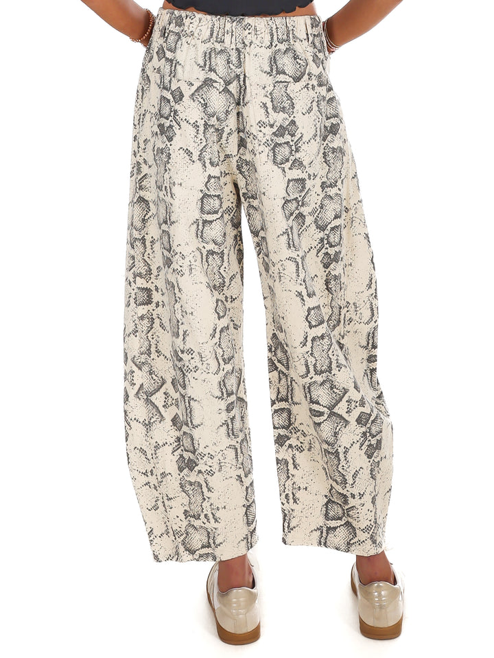 Dangerously Cool Snake Print Barrel Jeans