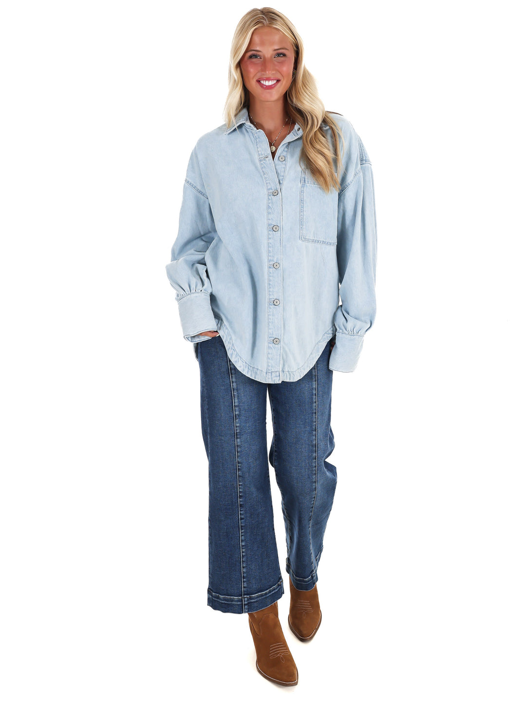 Free People Ashley Denim Shirt