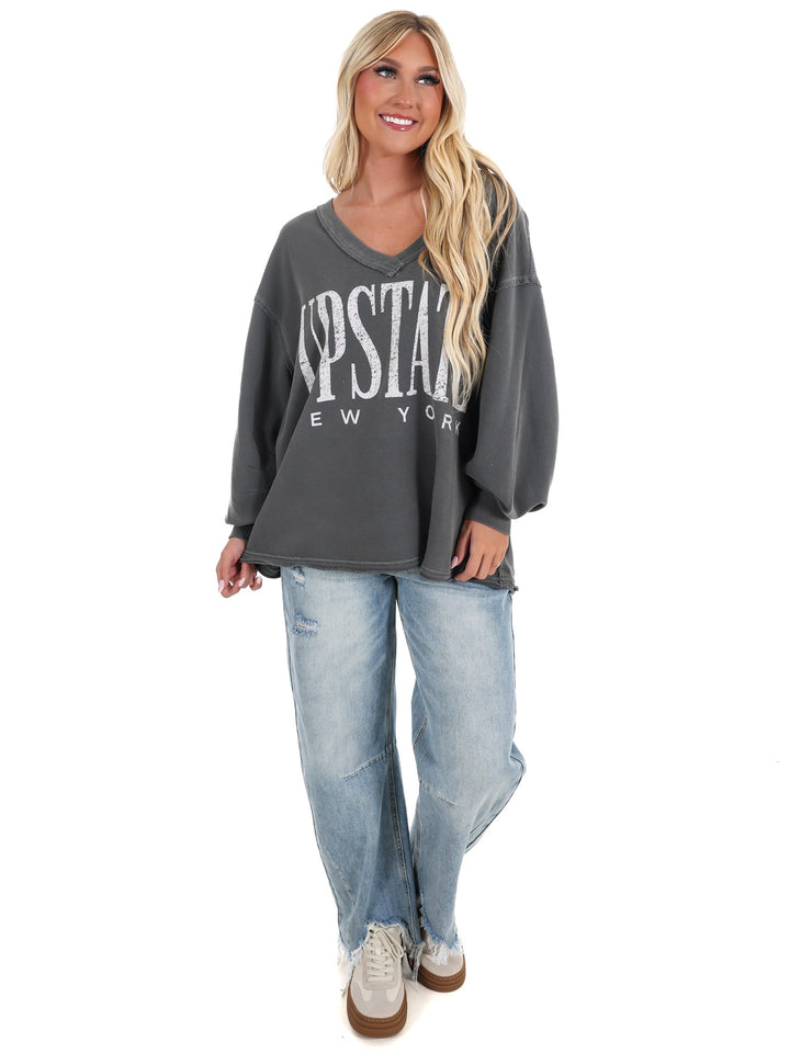 Free People Venice V-Neck Graphic Sweatshirt
