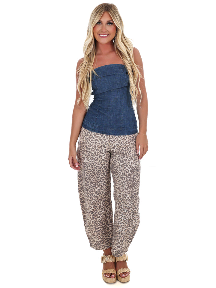 Free People Lora Denim Tube Top