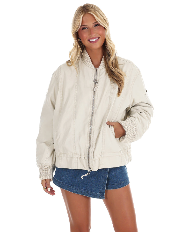 Free People Jax Washed Bomber Jacket