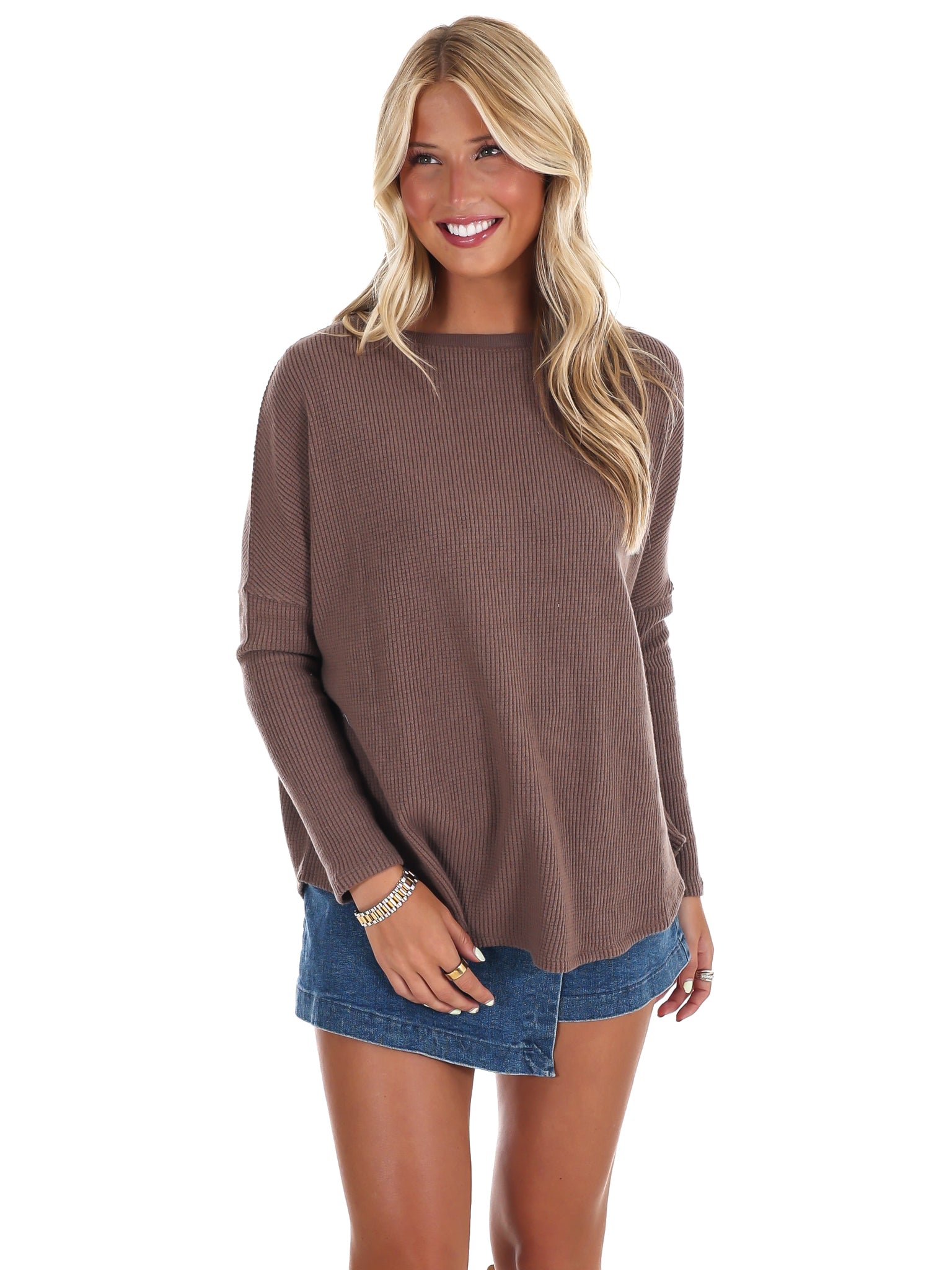 Free People Latte Blues Thermal Solid Top – Josie's Boutique