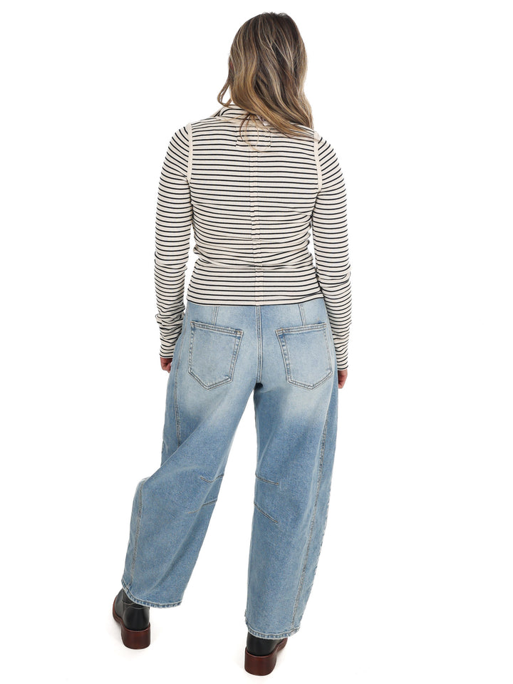 Free People Lake Henley Stripe Top