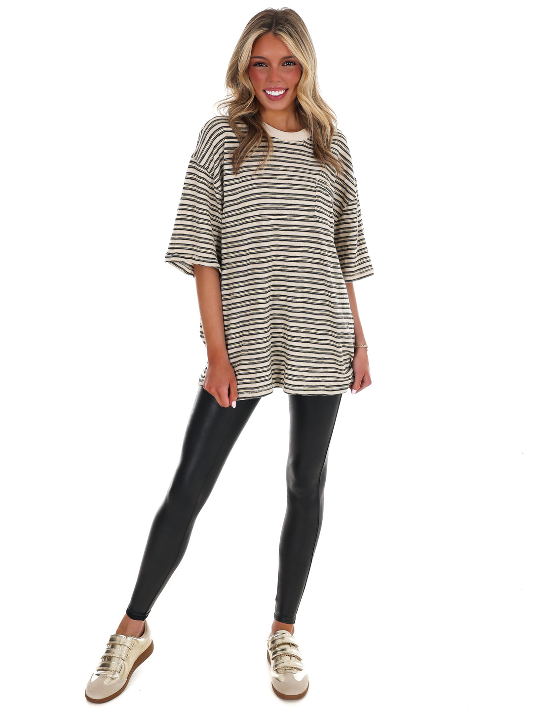 Free People All Love Stripe Pocket Tee