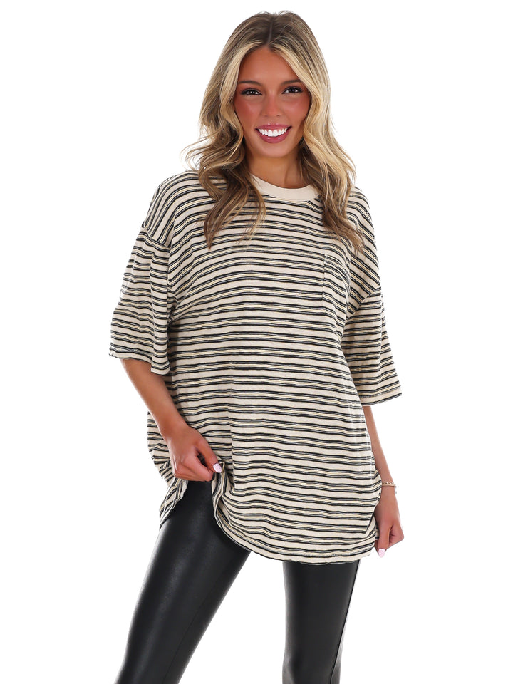 Free People All Love Stripe Pocket Tee