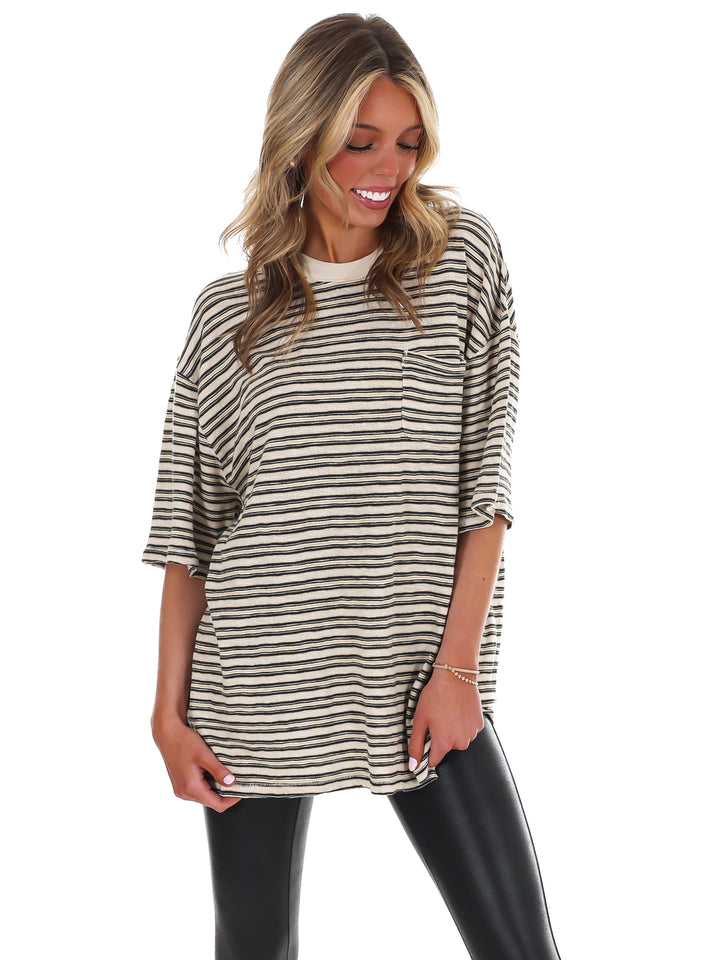 Free People All Love Stripe Pocket Tee