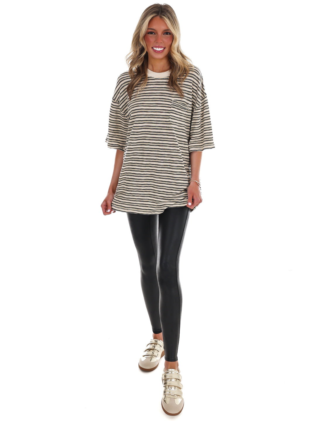 Free People All Love Stripe Pocket Tee