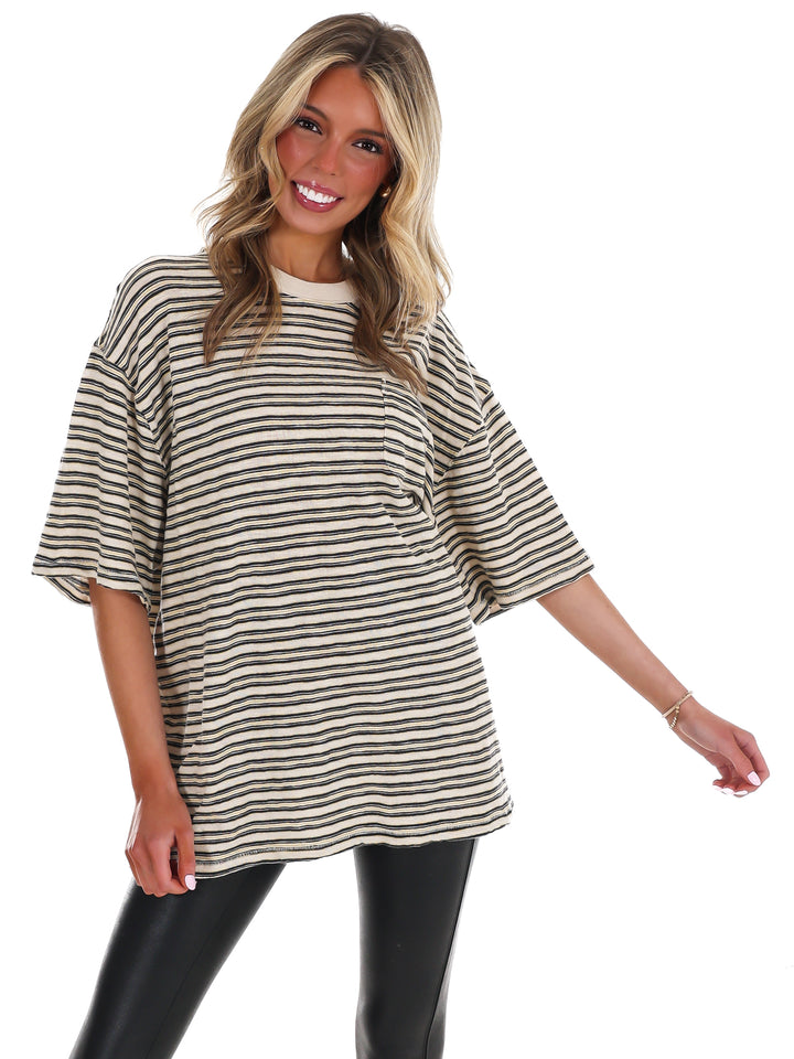 Free People All Love Stripe Pocket Tee