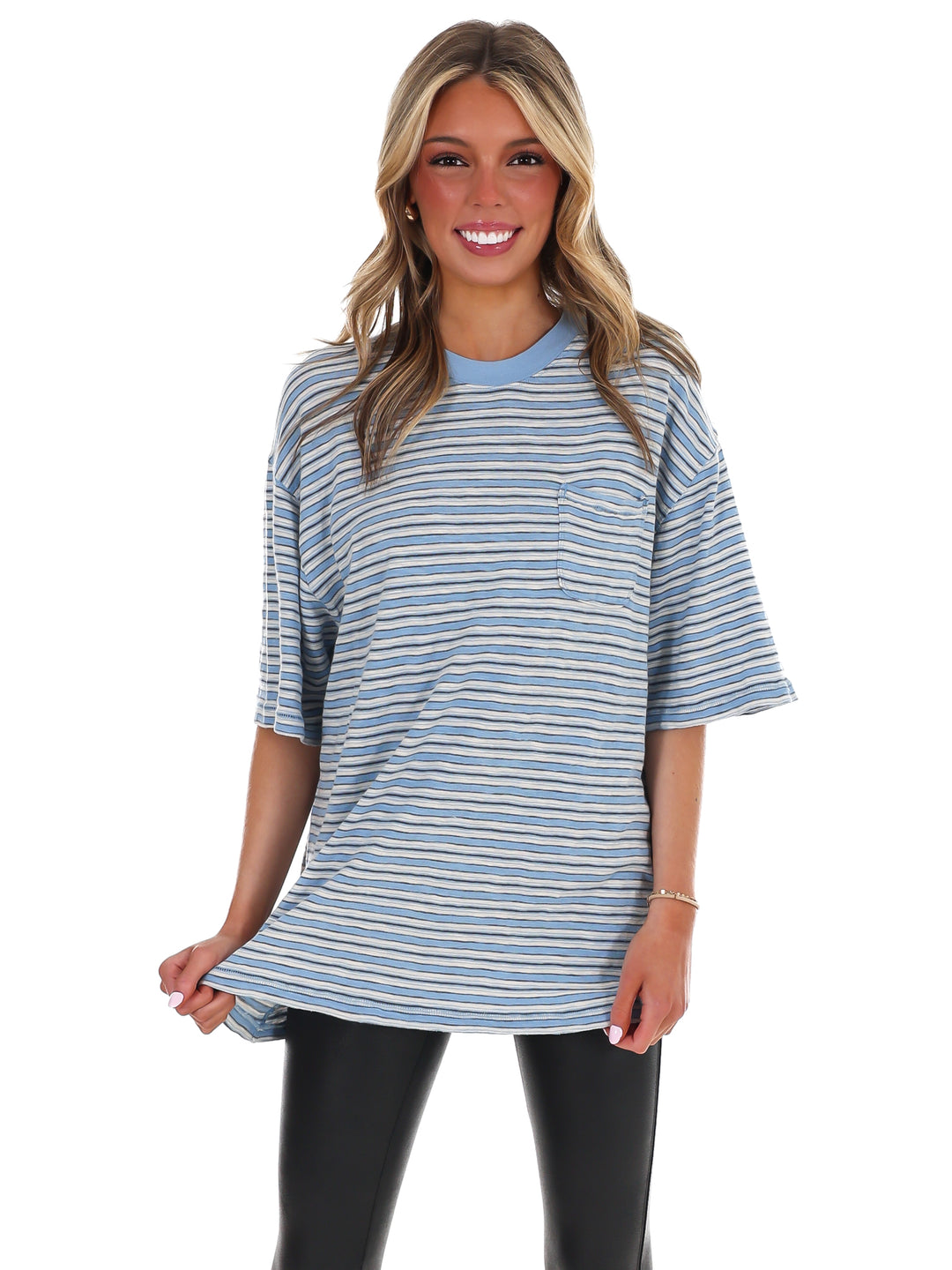 Free People All Love Stripe Pocket Tee