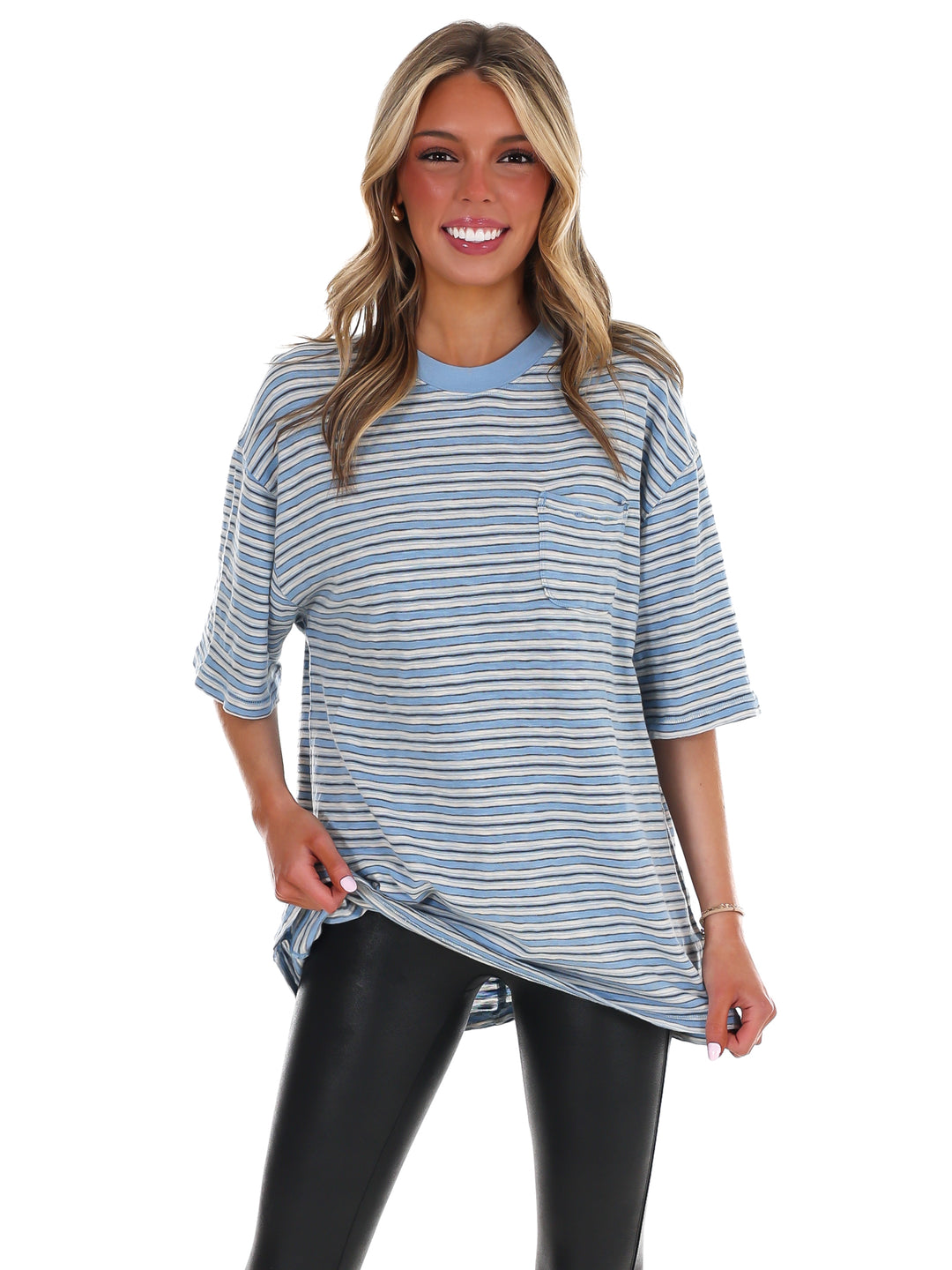 Free People All Love Stripe Pocket Tee