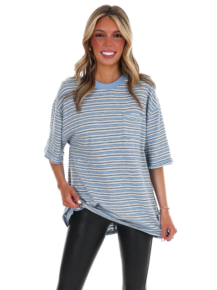 Free People All Love Stripe Pocket Tee