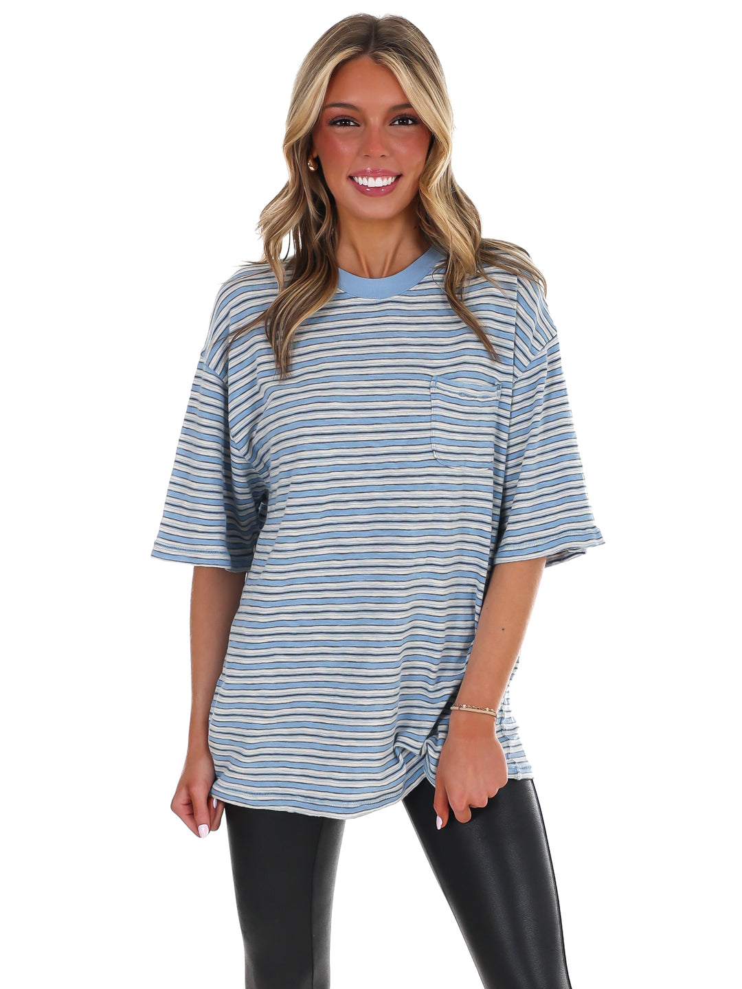 Free People All Love Stripe Pocket Tee