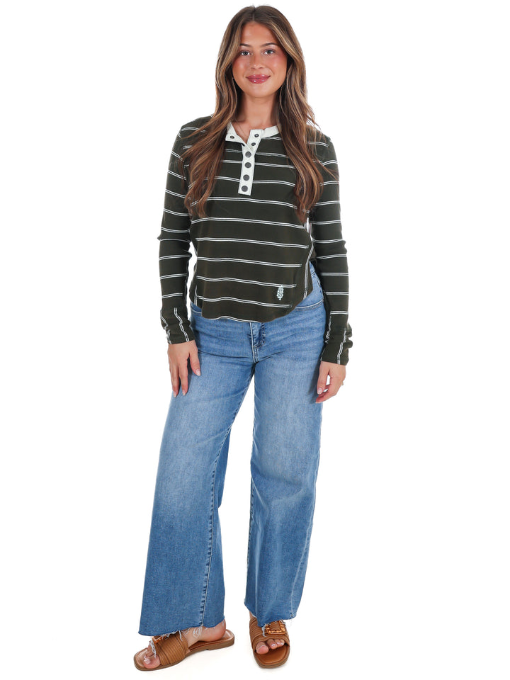Free People Cool Down Crew Stripe Top