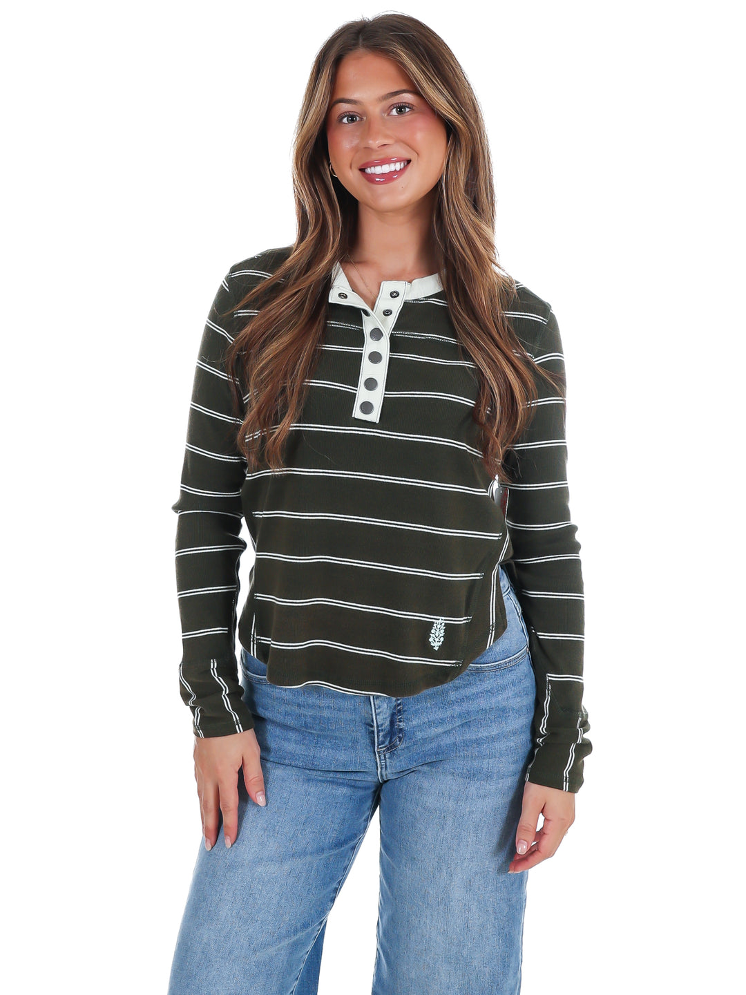 Free People Cool Down Crew Stripe Top